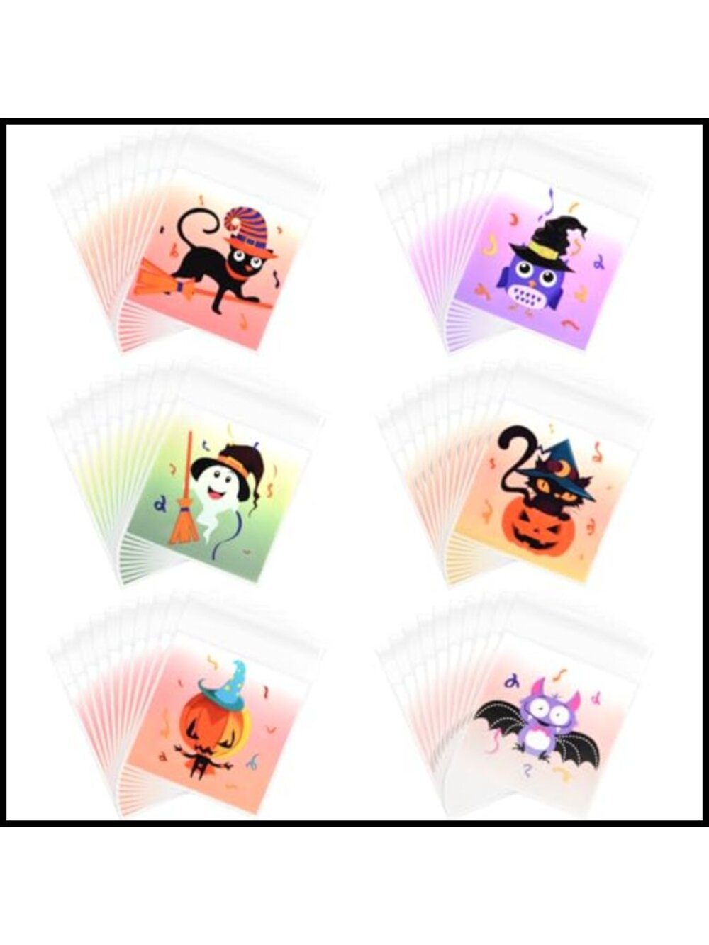 200 Pack Halloween Self Adhesive Candy Bags Cellophane Treat Bags